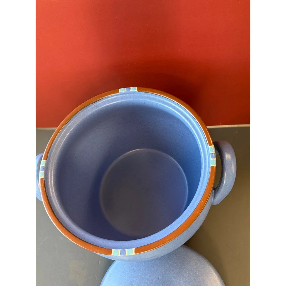 Dansk Mesa Sky Blue Stoneware 2 Qt. Bean Pot with Lid Portugal Ceramic